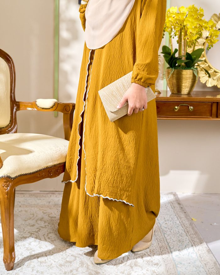 Abaya Sulam Shayla - Gold Ochre - Image 4