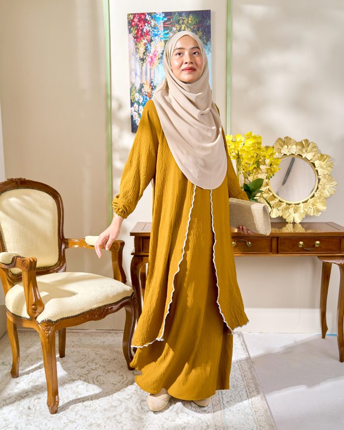 Abaya Sulam Shayla - Gold Ochre - Image 3