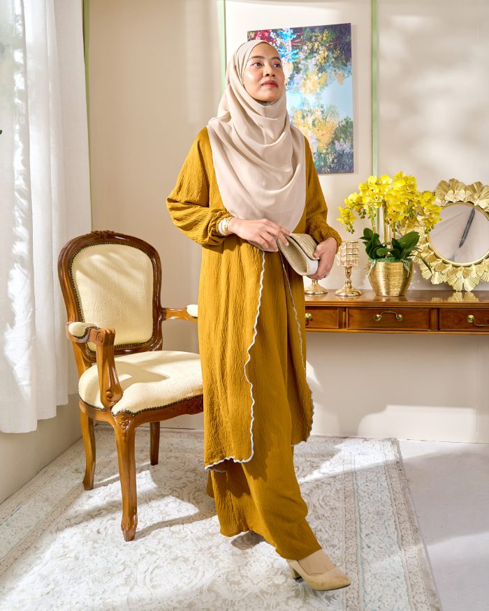 Abaya Sulam Shayla - Gold Ochre - Image 2