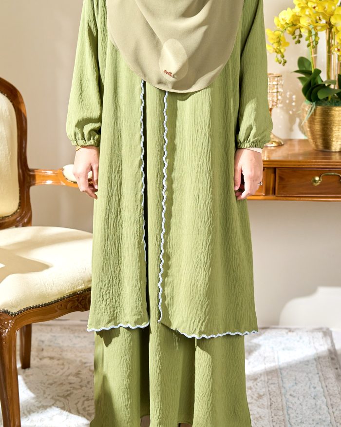 Abaya Sulam Shayla - Olive Green - Image 3