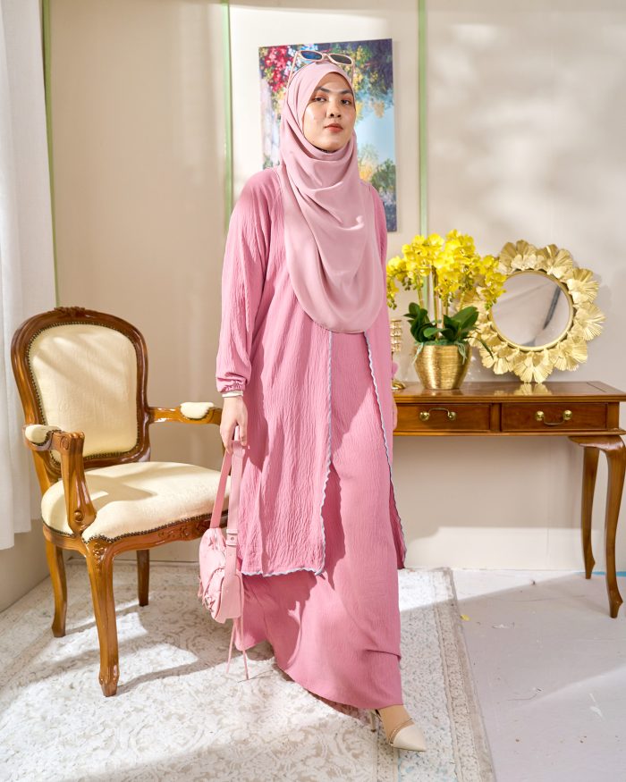 Abaya Sulam Shayla - Peach Pink - Image 3