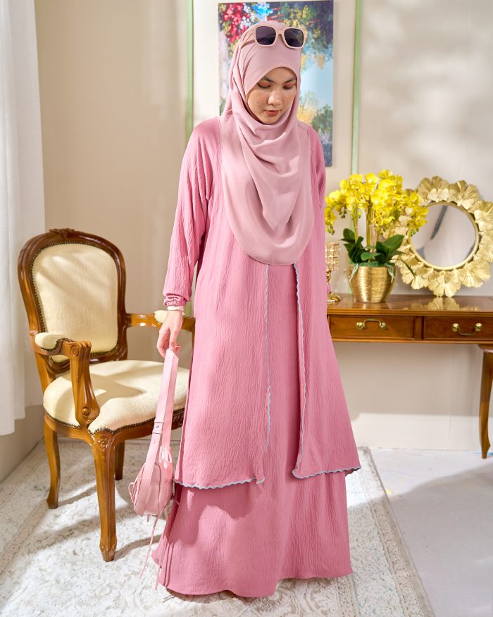 Abaya Sulam Shayla - Peach Pink - Image 2