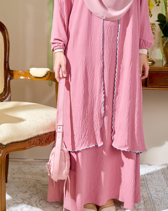 Abaya Sulam Shayla - Peach Pink - Image 4