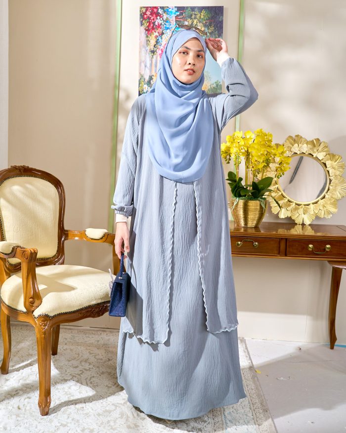 Abaya Sulam Shayla - Silver Grey