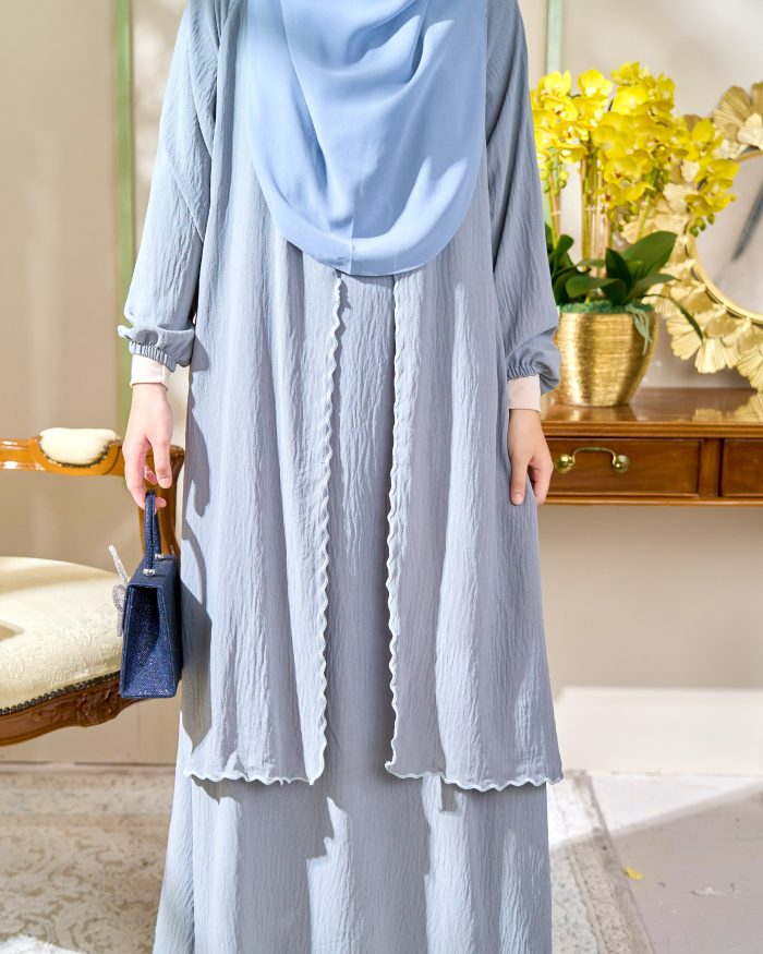 Abaya Sulam Shayla - Silver Grey - Image 3