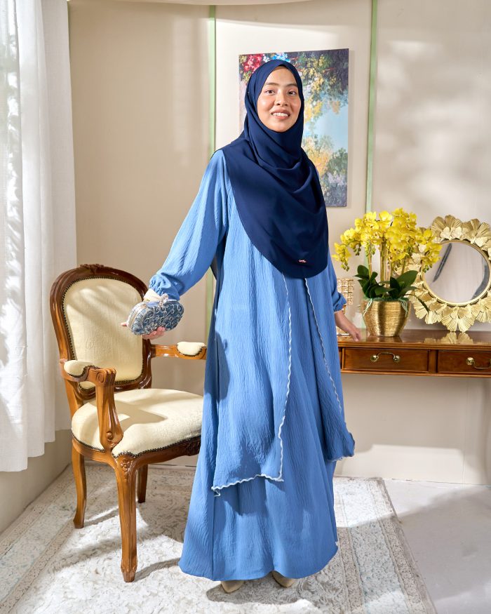 Abaya Sulam Shayla - Steel Blue - Image 3