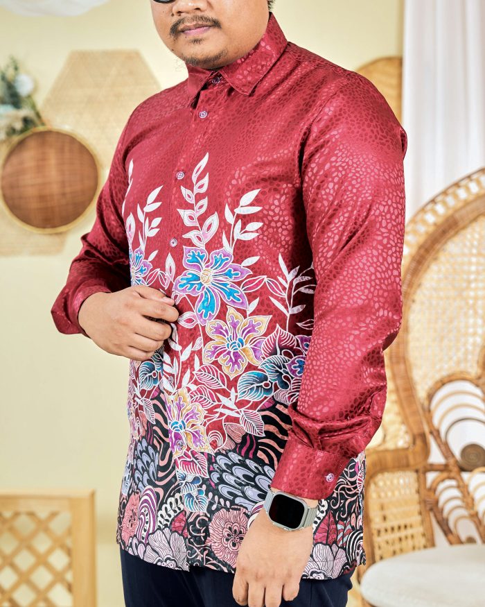 Baju Kemeja Batik Sultan 3.0 - Bayu Cherry Red - Image 4