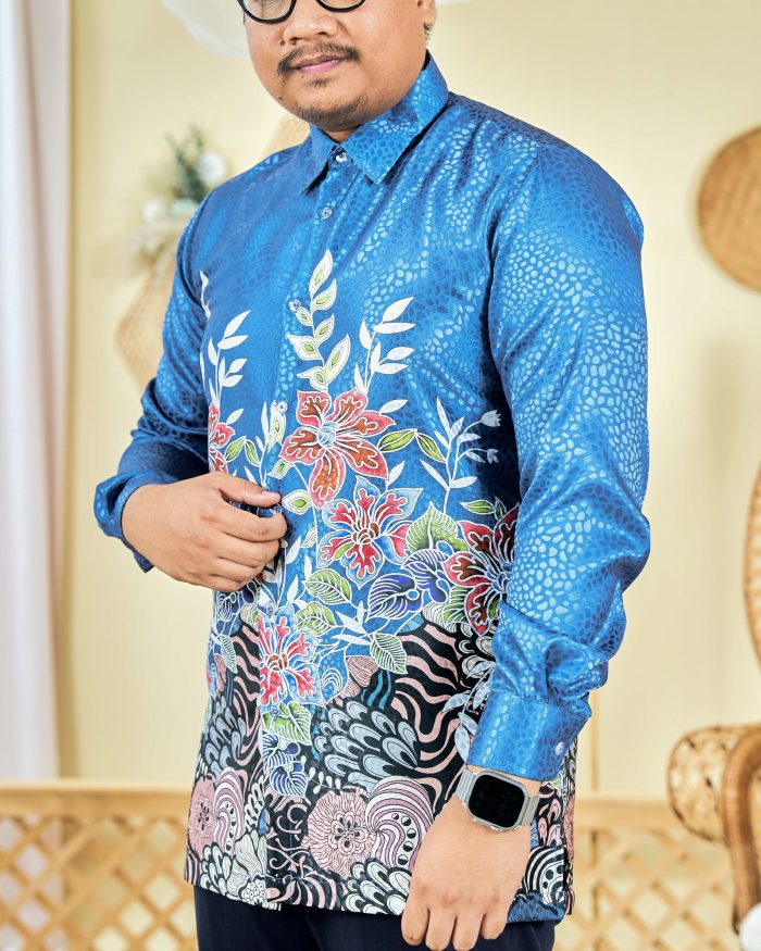 Baju Kemeja Batik Sultan 3.0 - Bayu Seal Blue - Image 4