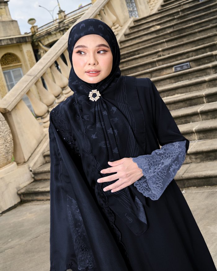 Valily Tudung Bawal Old Malaya - Dark Blue - Image 4