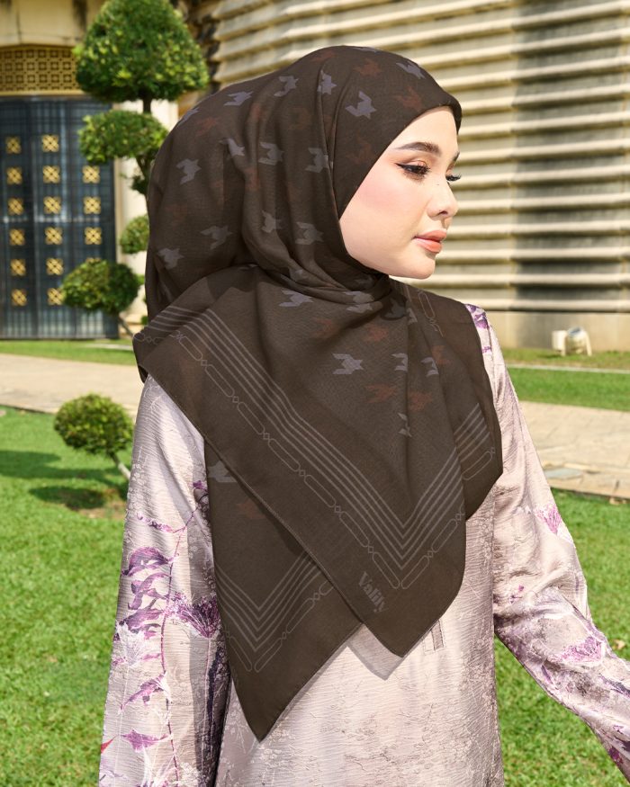 Valily Tudung Bawal Old Malaya - Dark Brown - Image 2