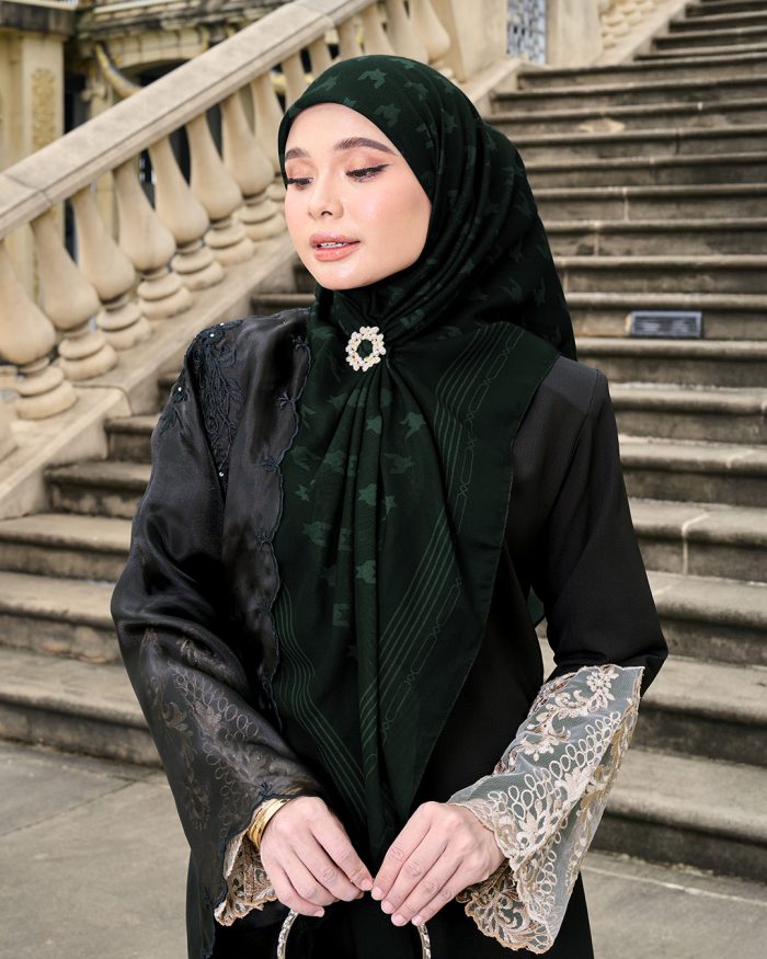 Valily Tudung Bawal Old Malaya - Dark Green - Image 4