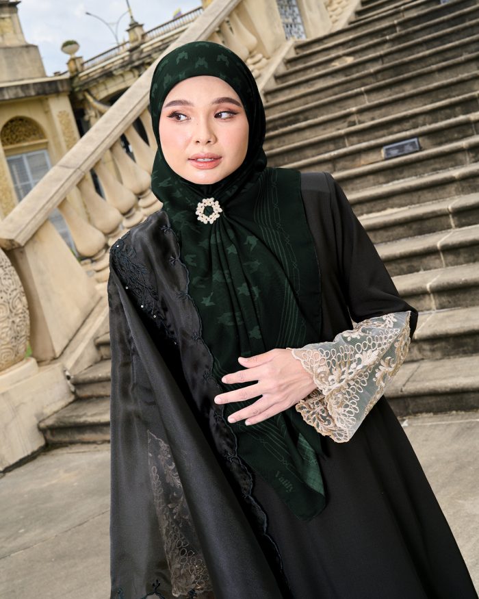 Valily Tudung Bawal Old Malaya - Dark Green - Image 2