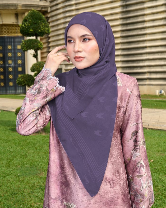 Valily Tudung Bawal Old Malaya - Dark Purple - Image 2