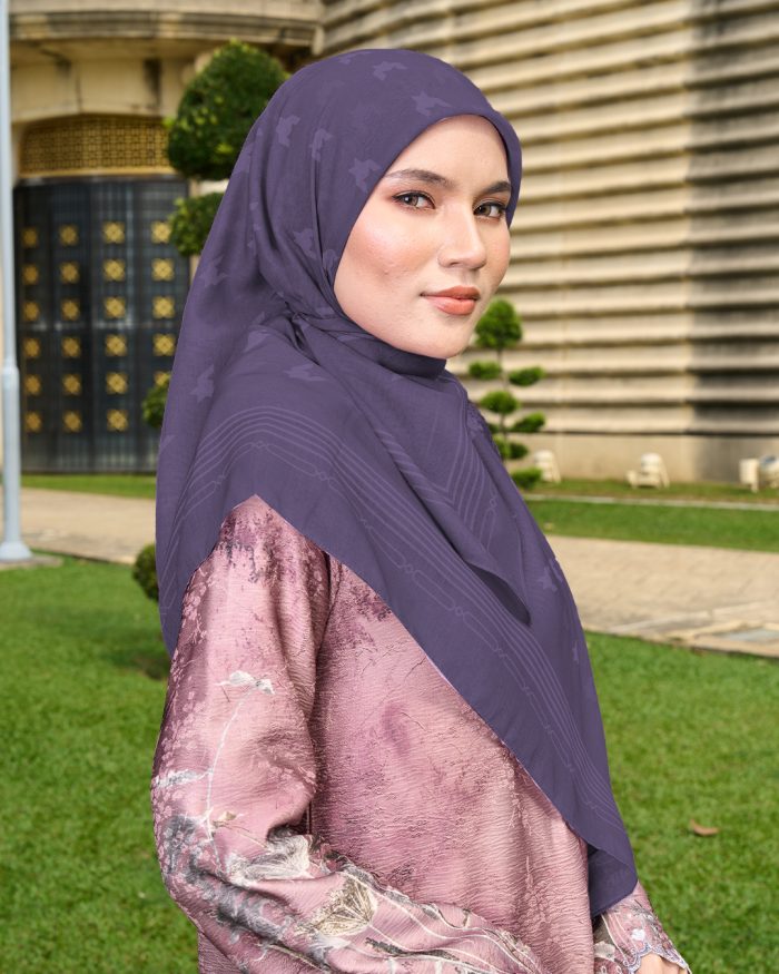 Valily Tudung Bawal Old Malaya - Dark Purple - Image 3