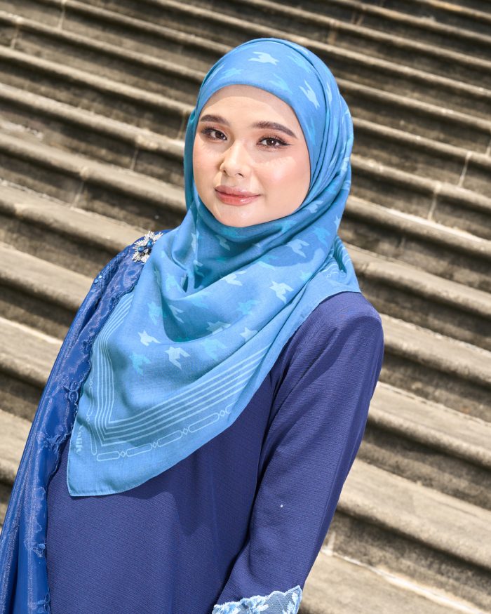 Valily Tudung Bawal Old Malaya - Dusty Blue - Image 2