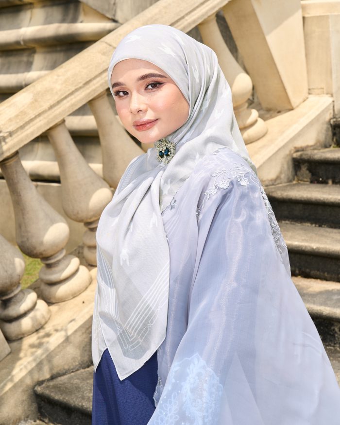 Valily Tudung Bawal Old Malaya - Dusty Grey - Image 3