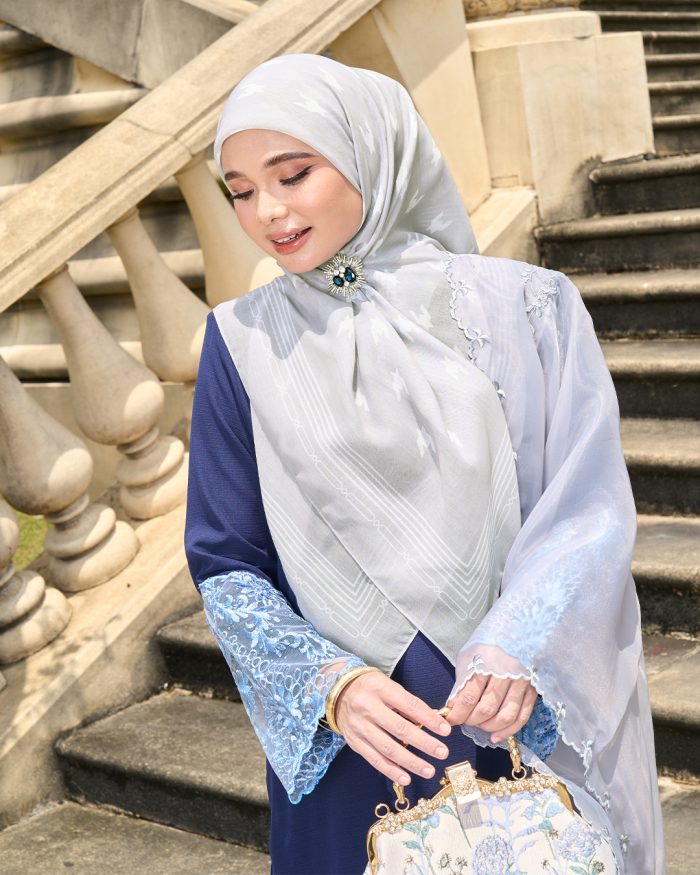 Valily Tudung Bawal Old Malaya - Dusty Grey - Image 4