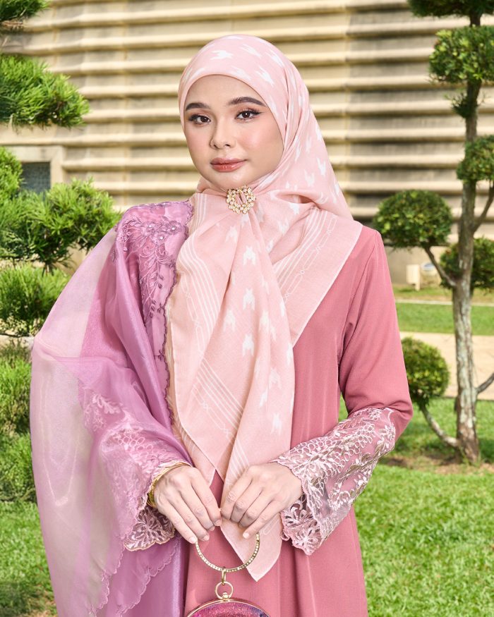 Valily Tudung Bawal Old Malaya - Dusty Pink