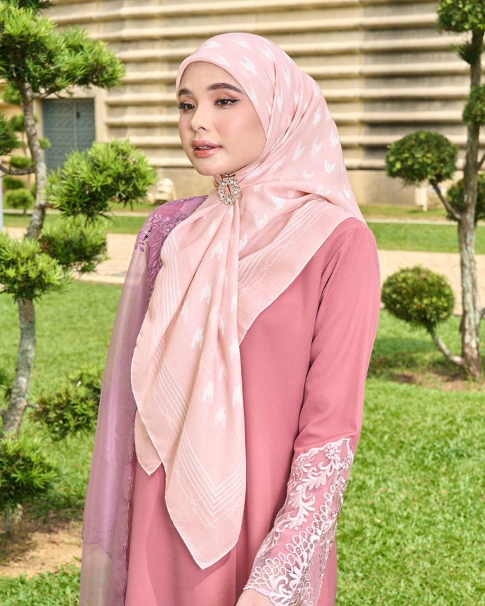 Valily Tudung Bawal Old Malaya - Dusty Pink - Image 2