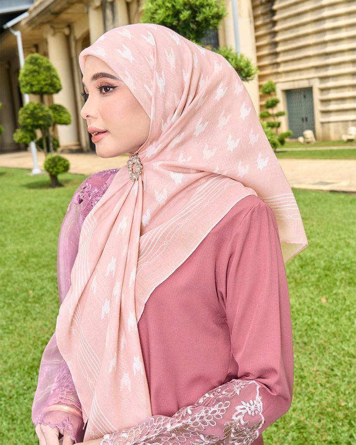 Valily Tudung Bawal Old Malaya - Dusty Pink - Image 3