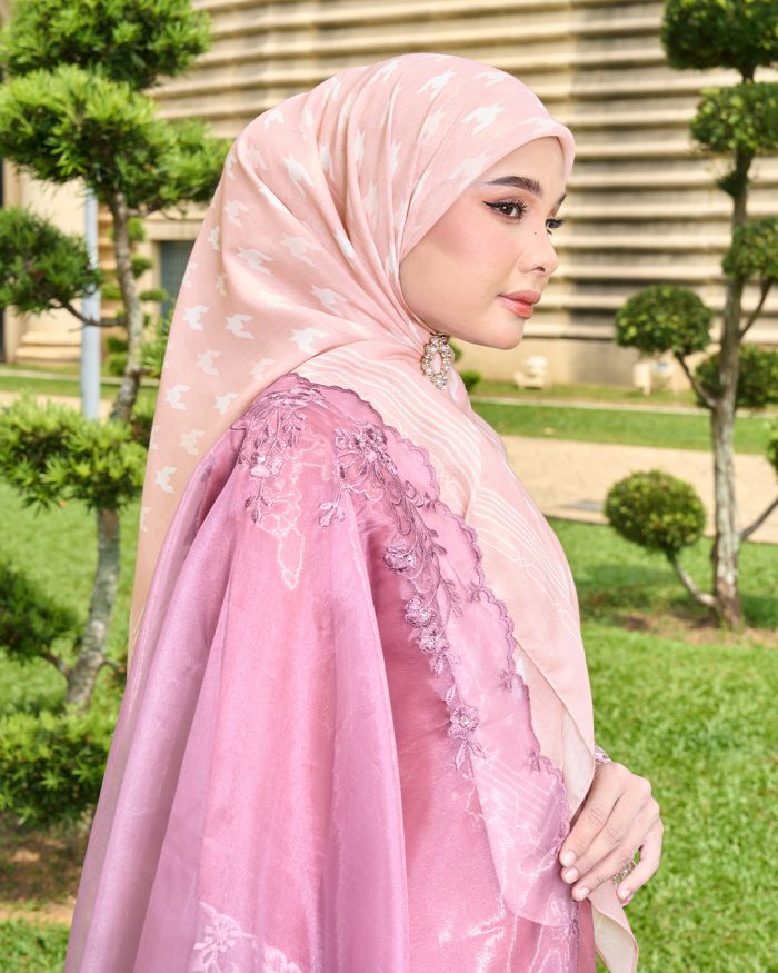 Valily Tudung Bawal Old Malaya - Dusty Pink - Image 4