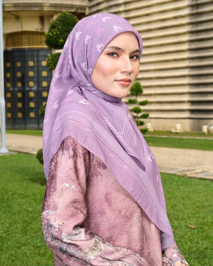 Valily Tudung Bawal Old Malaya - Purple - Image 2