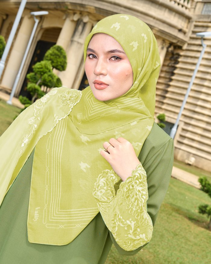 Valily Tudung Bawal Old Malaya - Sheen Green - Image 2