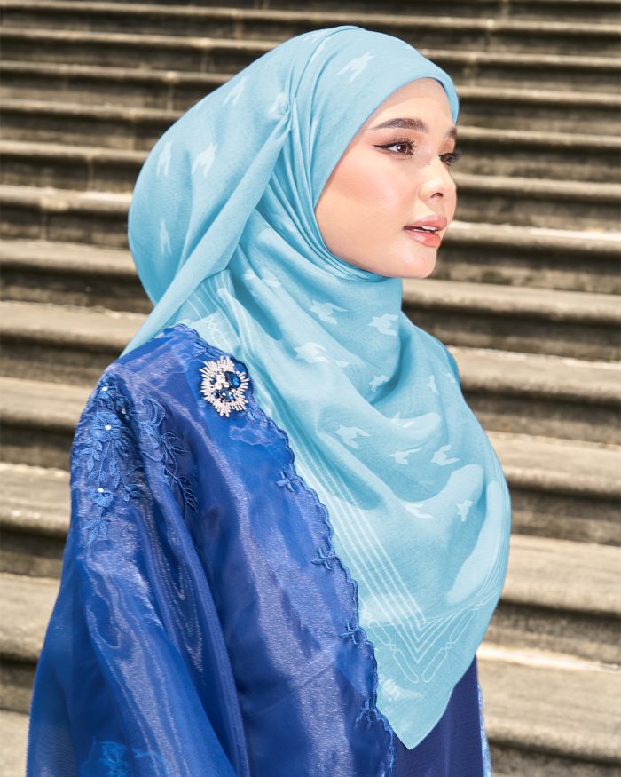 Valily Tudung Bawal Old Malaya - Sky Blue - Image 4