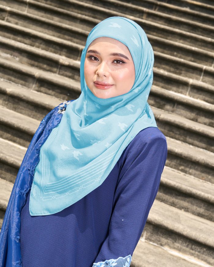 Valily Tudung Bawal Old Malaya - Sky Blue - Image 2