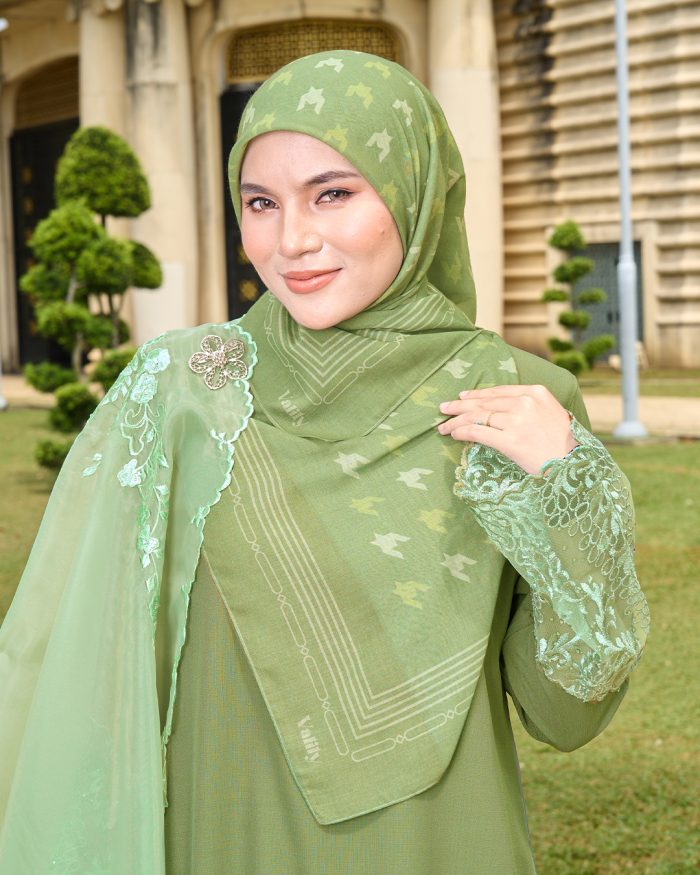 Valily Tudung Bawal Old Malaya - Soft Green