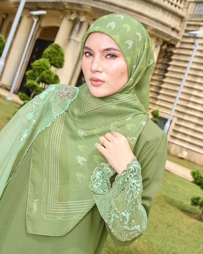 Valily Tudung Bawal Old Malaya - Soft Green - Image 2