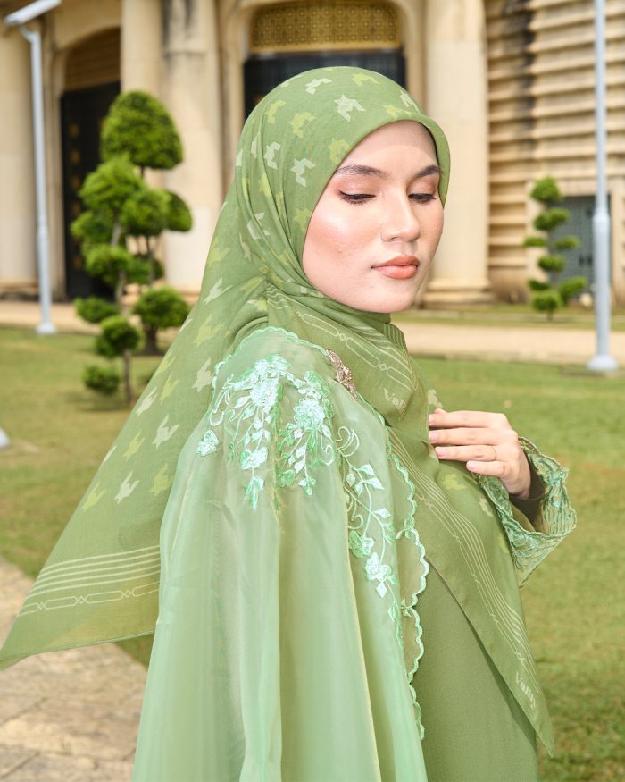 Valily Tudung Bawal Old Malaya - Soft Green - Image 4