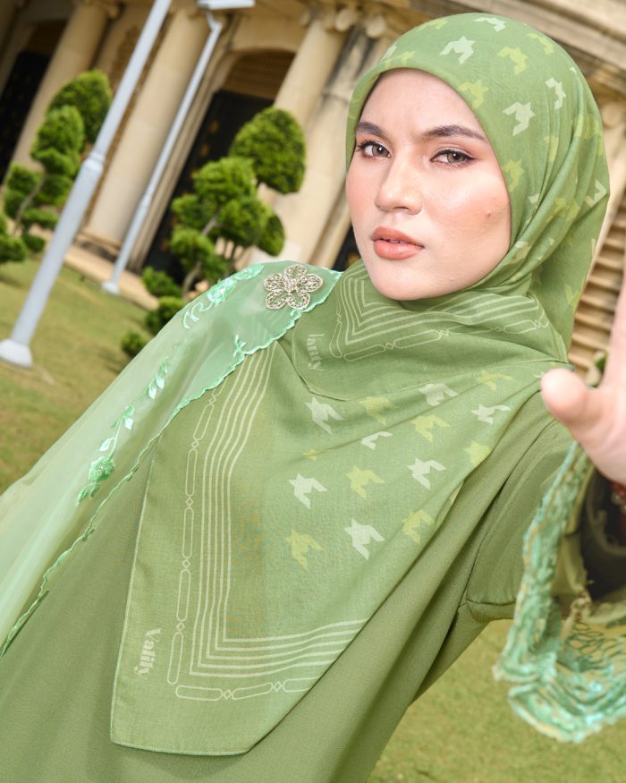 Valily Tudung Bawal Old Malaya - Soft Green - Image 3