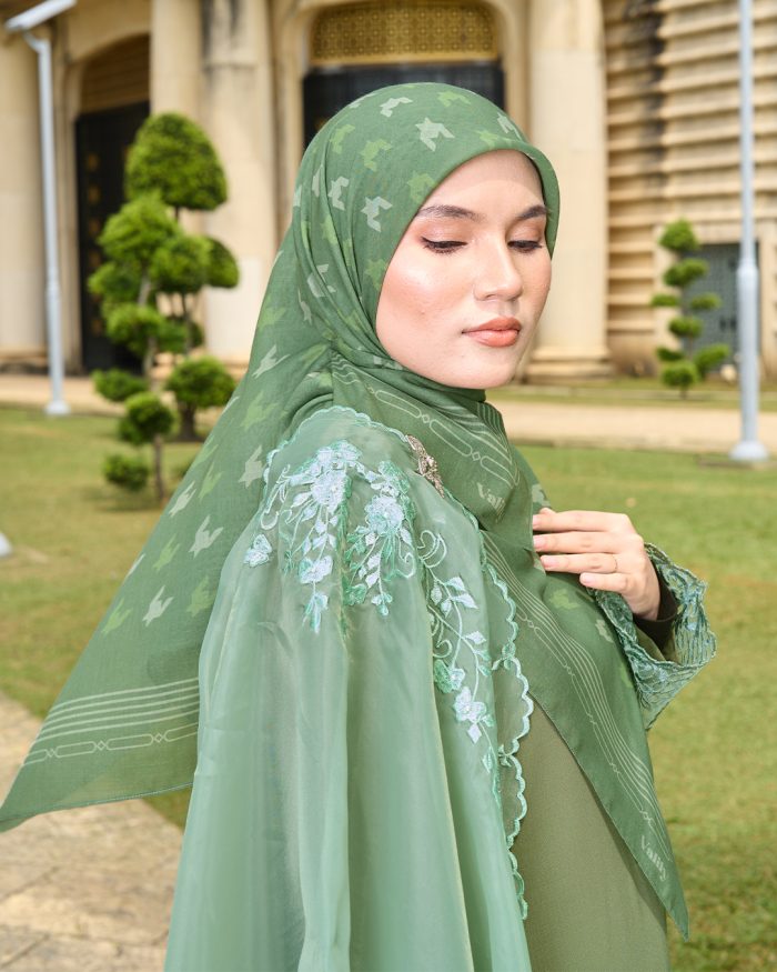 Valily Tudung Bawal Old Malaya - Emerald Green - Image 3