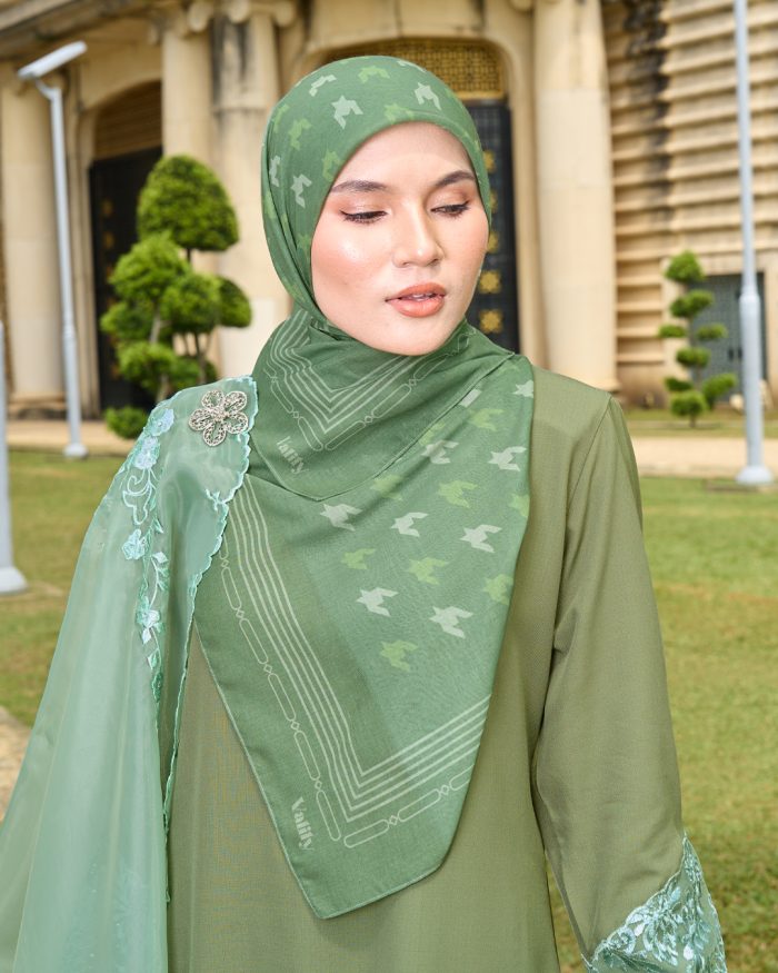 Valily Tudung Bawal Old Malaya - Emerald Green - Image 2