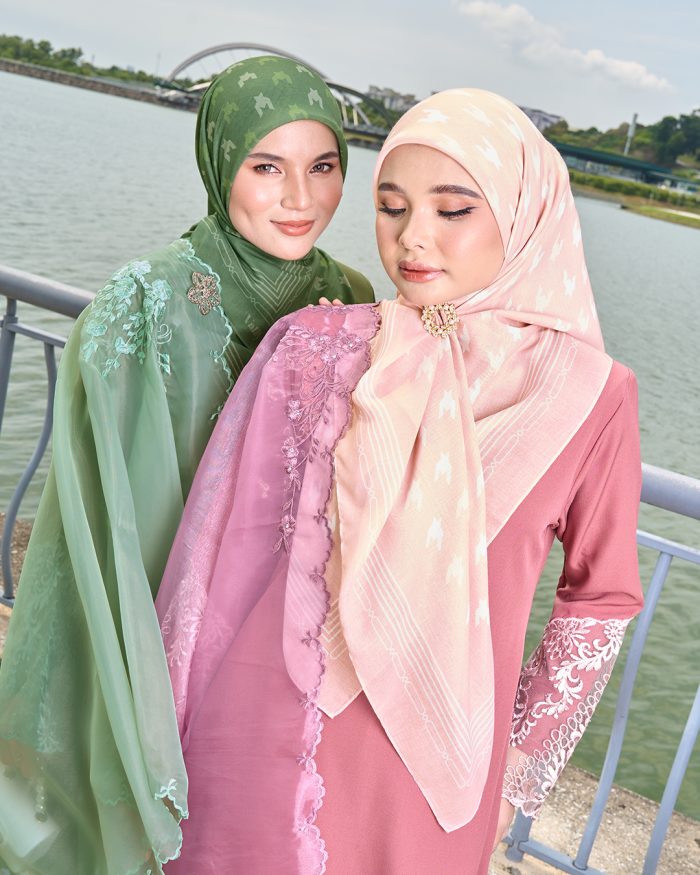 Valily Tudung Bawal Old Malaya - Dusty Pink - Image 5